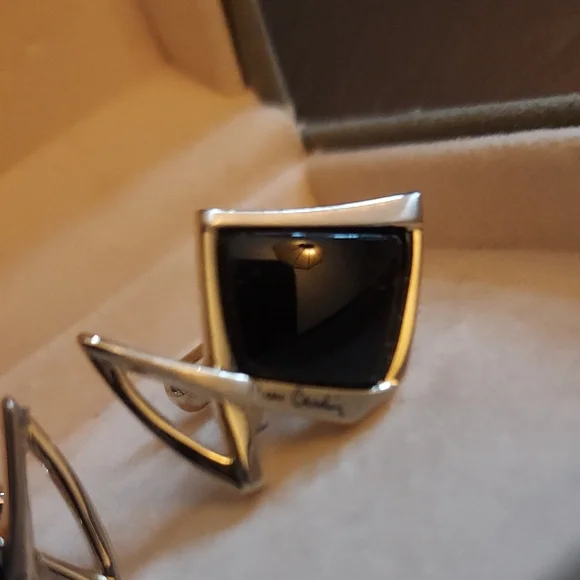Pierre Cardin Black and Gold Geometric Cuff Links